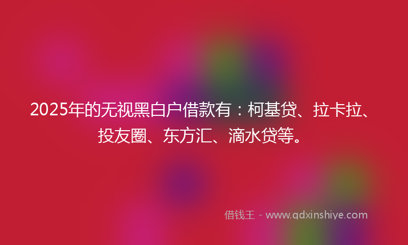 2025年的无视黑白户借款有：柯基贷、拉卡拉、投友圈、东方汇、滴水贷等。