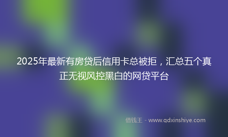 2025年最新有房贷后信用卡总被拒，汇总五个真正无视风控黑白的网贷平台