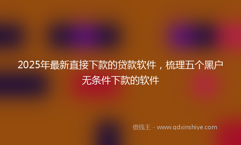 2025年最新直接下款的贷款软件，梳理五个黑户无条件下款的软件