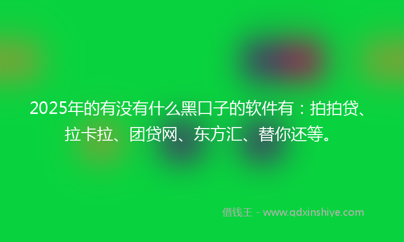 2025年的有没有什么黑口子的软件有：拍拍贷、拉卡拉、团贷网、东方汇、替你还等。