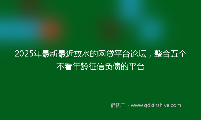 2025年最新最近放水的网贷平台论坛，整合五个不看年龄征信负债的平台