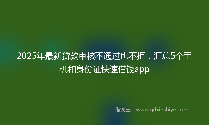 2025年最新贷款审核不通过也不拒，汇总5个手机和身份证快速借钱app