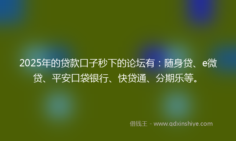 2025年的贷款口子秒下的论坛有：随身贷、e微贷、平安口袋银行、快贷通、分期乐等。