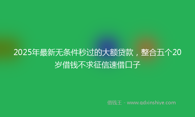 2025年最新无条件秒过的大额贷款，整合五个20岁借钱不求征信速借口子