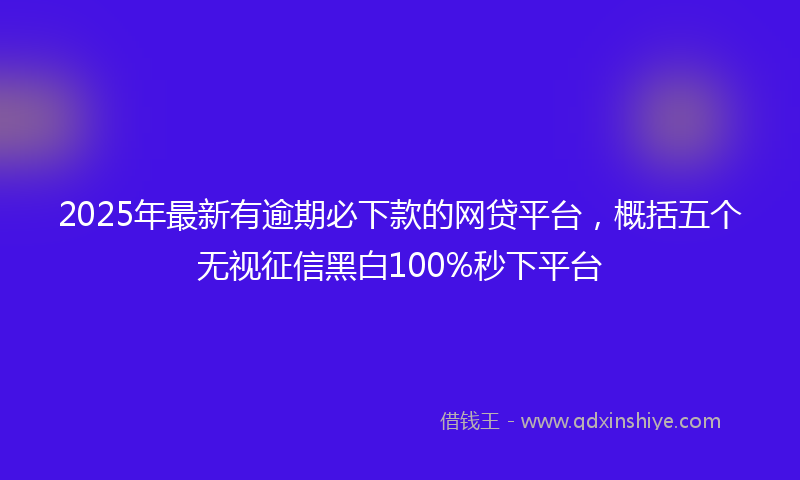 2025年最新有逾期必下款的网贷平台，概括五个无视征信黑白100%秒下平台