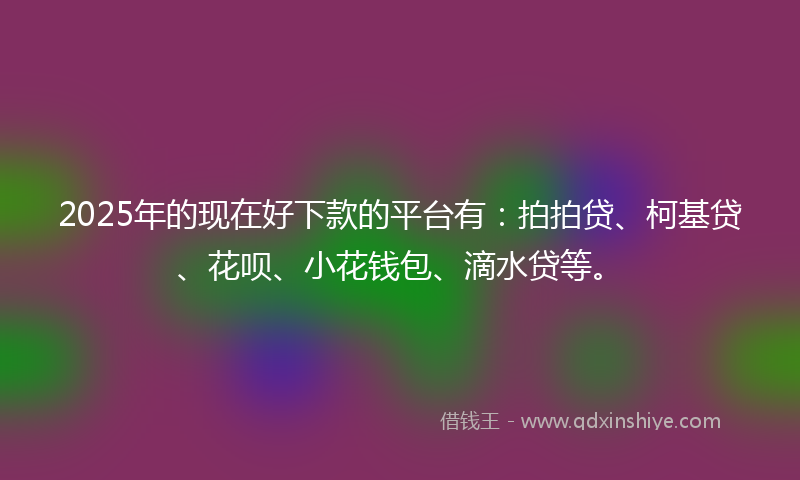 2025年的现在好下款的平台有：拍拍贷、柯基贷、花呗、小花钱包、滴水贷等。