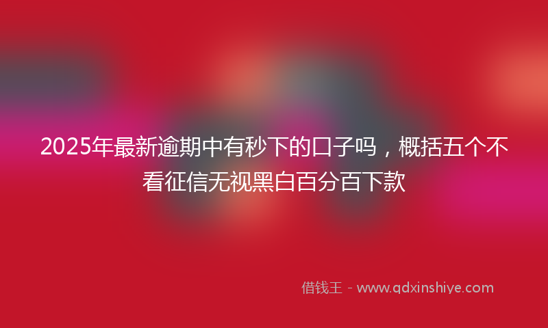 2025年最新逾期中有秒下的口子吗，概括五个不看征信无视黑白百分百下款