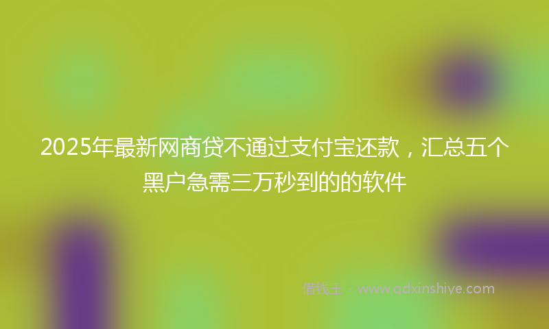2025年最新网商贷不通过支付宝还款，汇总五个黑户急需三万秒到的的软件