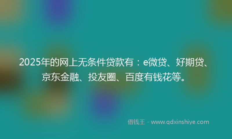 2025年的网上无条件贷款有：e微贷、好期贷、京东金融、投友圈、百度有钱花等。