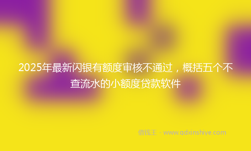 2025年最新闪银有额度审核不通过，概括五个不查流水的小额度贷款软件