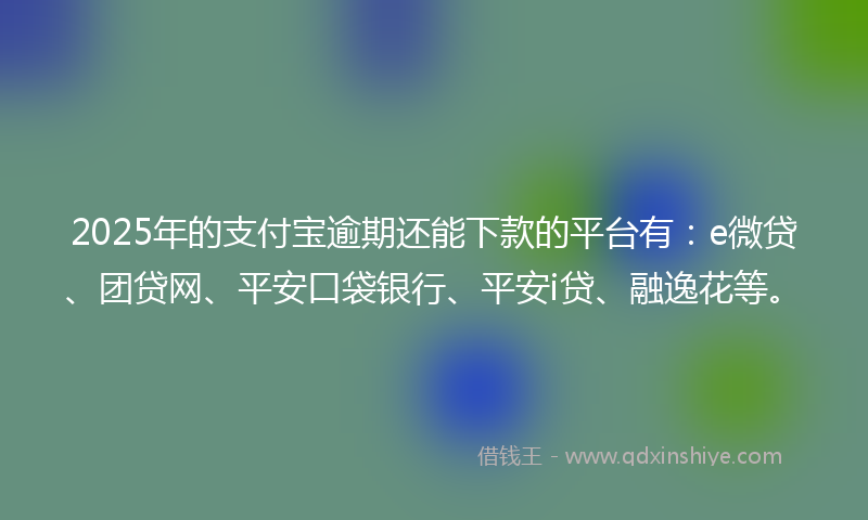 2025年的支付宝逾期还能下款的平台有：e微贷、团贷网、平安口袋银行、平安i贷、融逸花等。