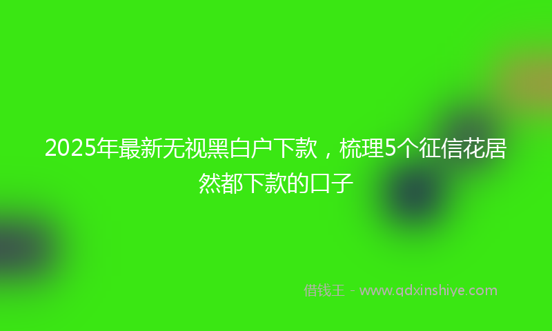 2025年最新无视黑白户下款，梳理5个征信花居然都下款的口子