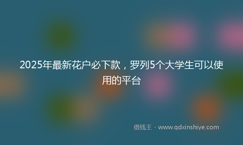2025年最新花户必下款，罗列5个大学生可以使用的平台