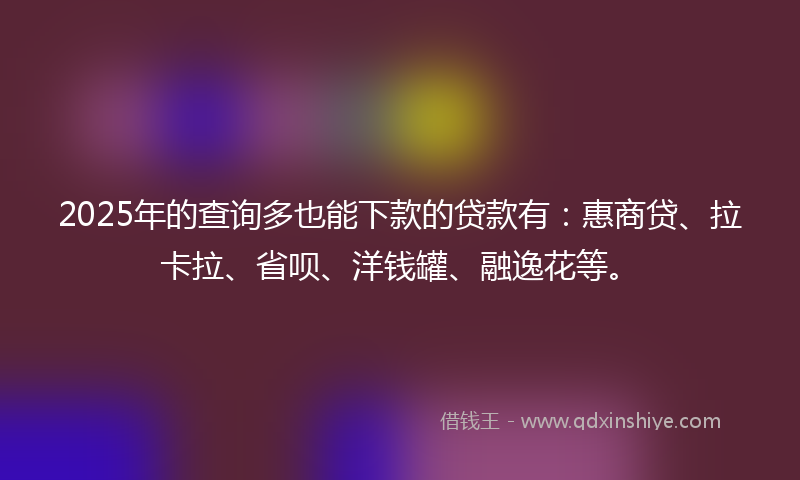 2025年的查询多也能下款的贷款有：惠商贷、拉卡拉、省呗、洋钱罐、融逸花等。
