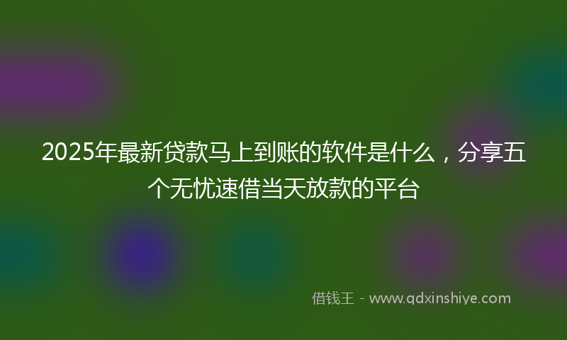2025年最新贷款马上到账的软件是什么，分享五个无忧速借当天放款的平台