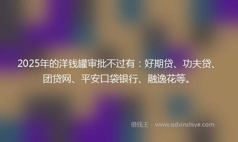 2025年的洋钱罐审批不过有：好期贷、功夫贷、团贷网、平安口袋银行、融逸花等。
