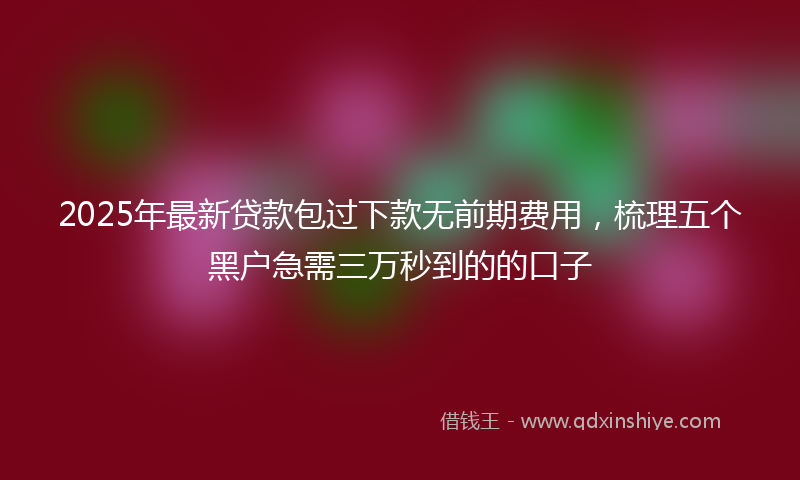 2025年最新贷款包过下款无前期费用，梳理五个黑户急需三万秒到的的口子