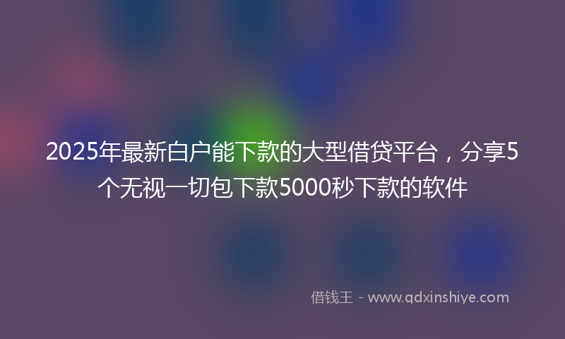 2025年最新白户能下款的大型借贷平台，分享5个无视一切包下款5000秒下款的软件