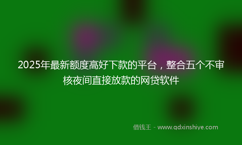 2025年最新额度高好下款的平台，整合五个不审核夜间直接放款的网贷软件