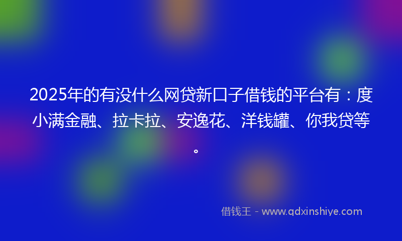 2025年的有没什么网贷新口子借钱的平台有：度小满金融、拉卡拉、安逸花、洋钱罐、你我贷等。