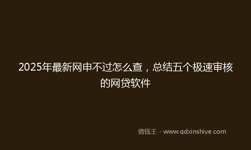 2025年最新网申不过怎么查，总结五个极速审核的网贷软件