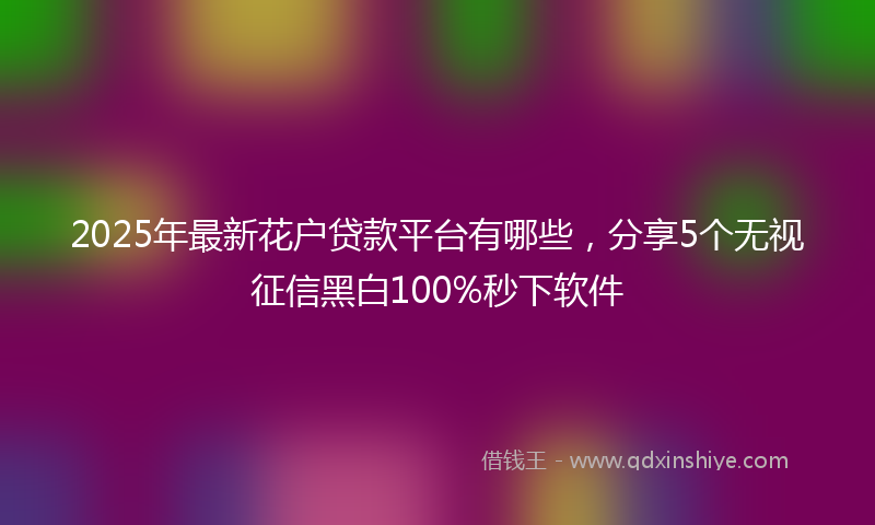 2025年最新花户贷款平台有哪些，分享5个无视征信黑白100%秒下软件