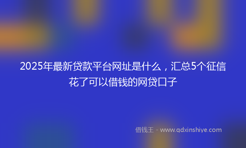 2025年最新贷款平台网址是什么，汇总5个征信花了可以借钱的网贷口子