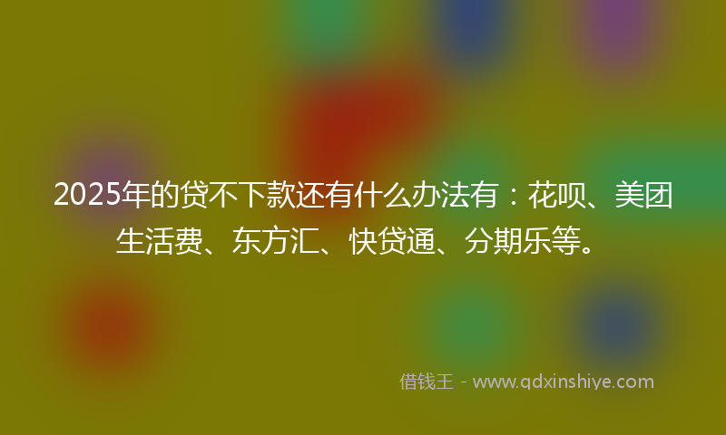 2025年的贷不下款还有什么办法有：花呗、美团生活费、东方汇、快贷通、分期乐等。