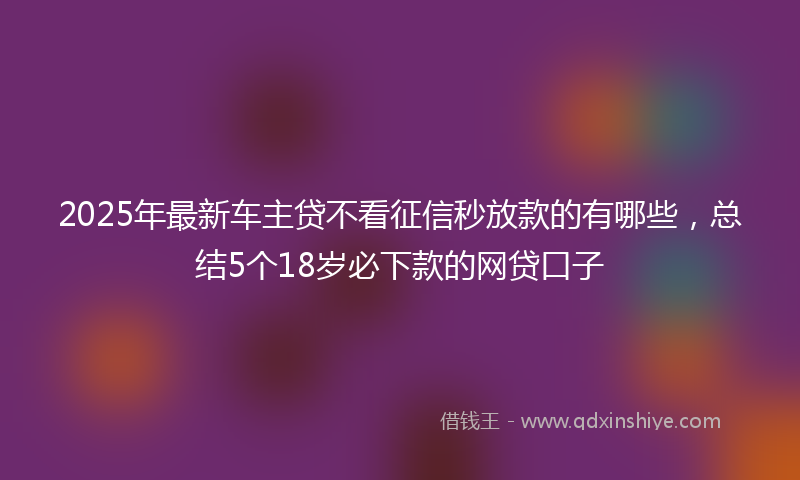 2025年最新车主贷不看征信秒放款的有哪些，总结5个18岁必下款的网贷口子
