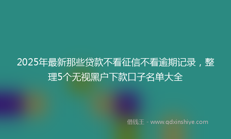 2025年最新那些贷款不看征信不看逾期记录，整理5个无视黑户下款口子名单大全