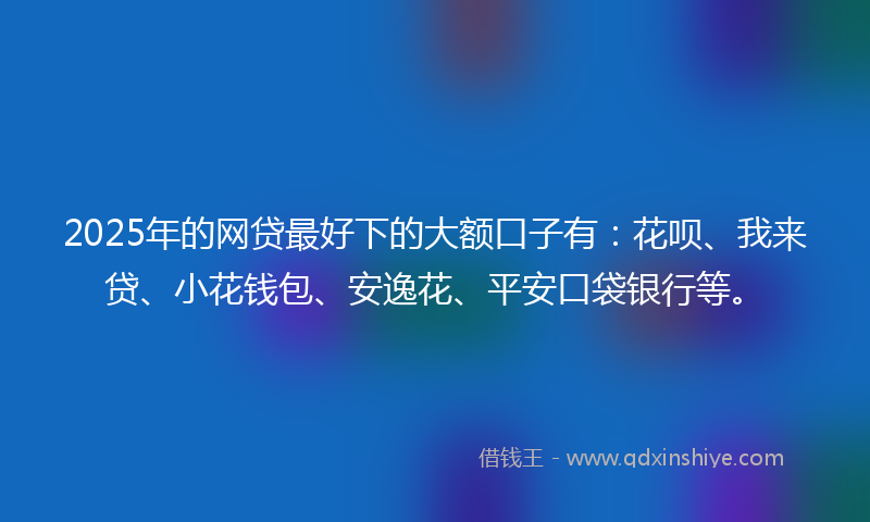 2025年的网贷最好下的大额口子有：花呗、我来贷、小花钱包、安逸花、平安口袋银行等。