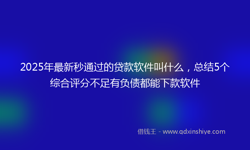 2025年最新秒通过的贷款软件叫什么，总结5个综合评分不足有负债都能下款软件