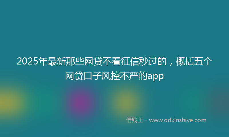 2025年最新那些网贷不看征信秒过的，概括五个网贷口子风控不严的app