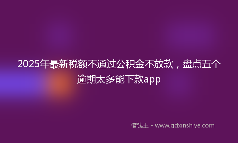 2025年最新税额不通过公积金不放款，盘点五个逾期太多能下款app