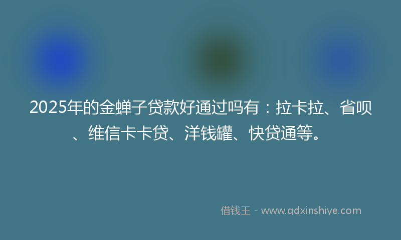 2025年的金蝉子贷款好通过吗有：拉卡拉、省呗、维信卡卡贷、洋钱罐、快贷通等。