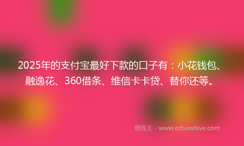 2025年的支付宝最好下款的口子有：小花钱包、融逸花、360借条、维信卡卡贷、替你还等。