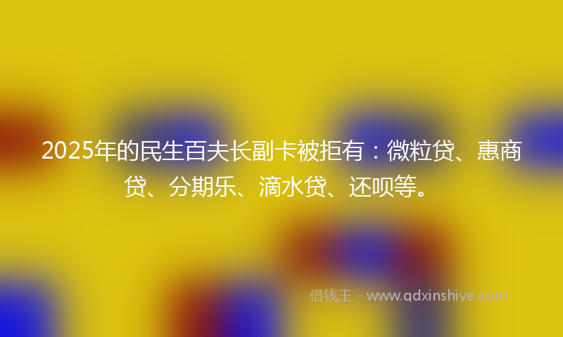 2025年的民生百夫长副卡被拒有：微粒贷、惠商贷、分期乐、滴水贷、还呗等。
