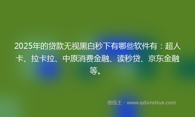 2025年的贷款无视黑白秒下有哪些软件有：超人卡、拉卡拉、中原消费金融、读秒贷、京东金融等。