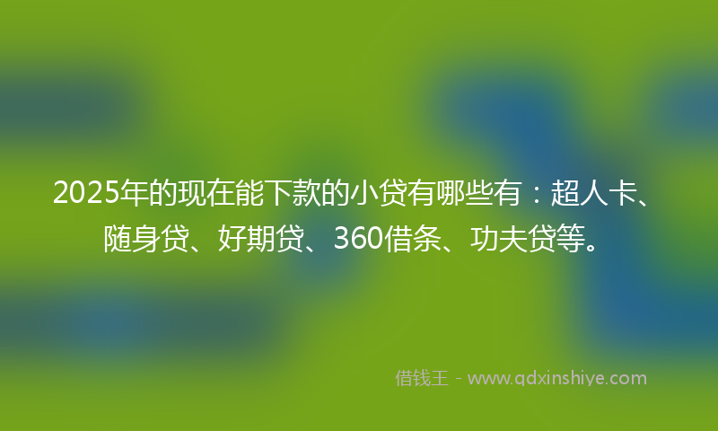 2025年的现在能下款的小贷有哪些有：超人卡、随身贷、好期贷、360借条、功夫贷等。