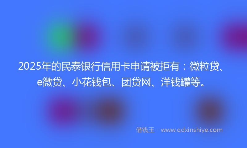 2025年的民泰银行信用卡申请被拒有：微粒贷、e微贷、小花钱包、团贷网、洋钱罐等。