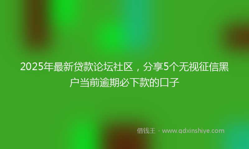 2025年最新贷款论坛社区，分享5个无视征信黑户当前逾期必下款的口子