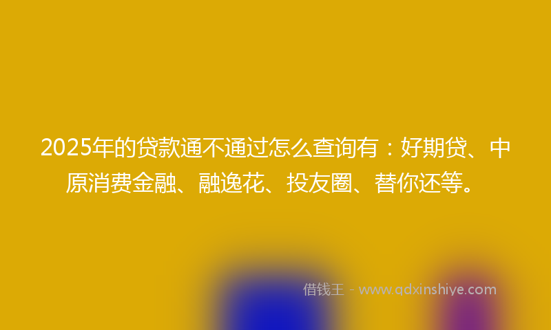 2025年的贷款通不通过怎么查询有：好期贷、中原消费金融、融逸花、投友圈、替你还等。