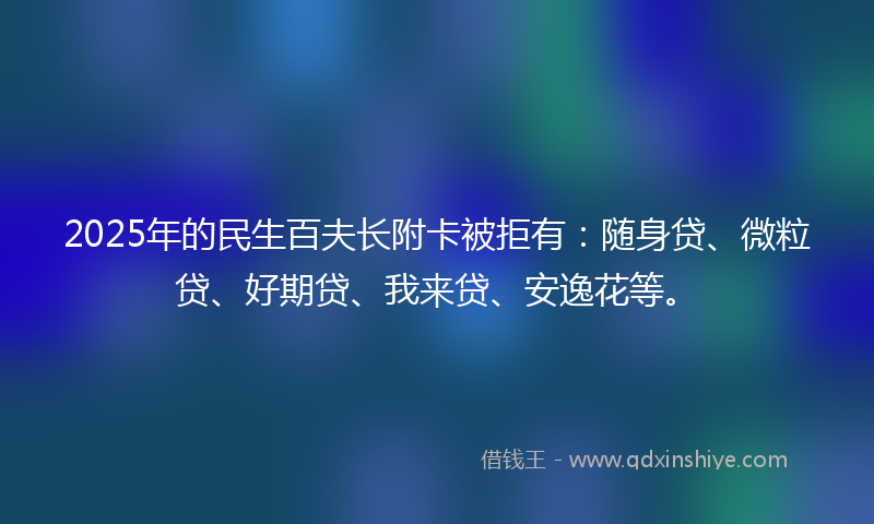 2025年的民生百夫长附卡被拒有：随身贷、微粒贷、好期贷、我来贷、安逸花等。