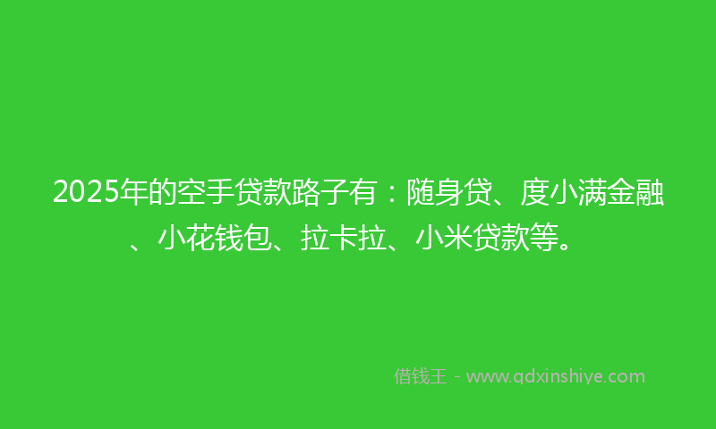 2025年的空手贷款路子有：随身贷、度小满金融、小花钱包、拉卡拉、小米贷款等。