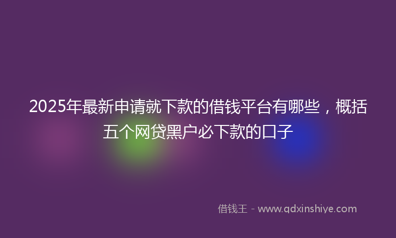 2025年最新申请就下款的借钱平台有哪些，概括五个网贷黑户必下款的口子