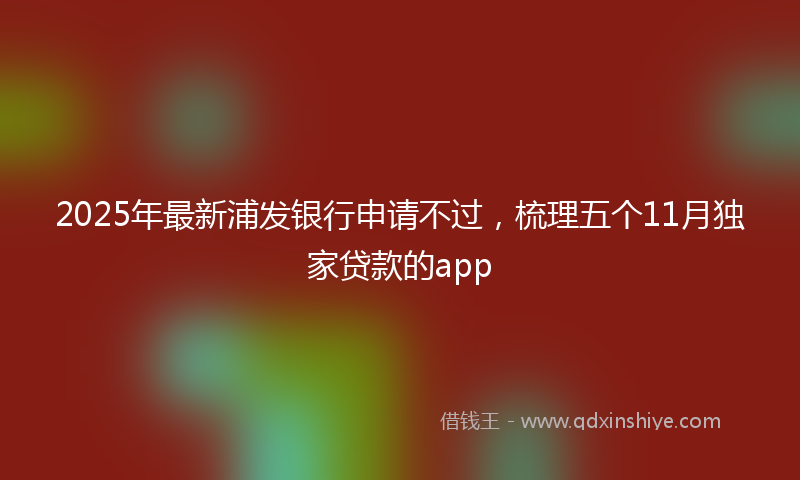 2025年最新浦发银行申请不过，梳理五个11月独家贷款的app