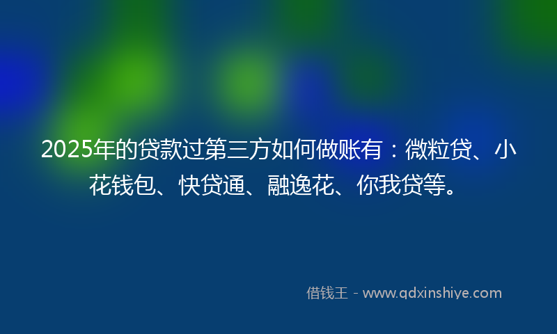 2025年的贷款过第三方如何做账有：微粒贷、小花钱包、快贷通、融逸花、你我贷等。