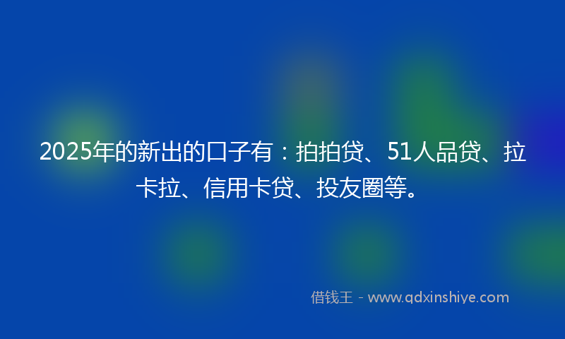 2025年的新出的口子有：拍拍贷、51人品贷、拉卡拉、信用卡贷、投友圈等。