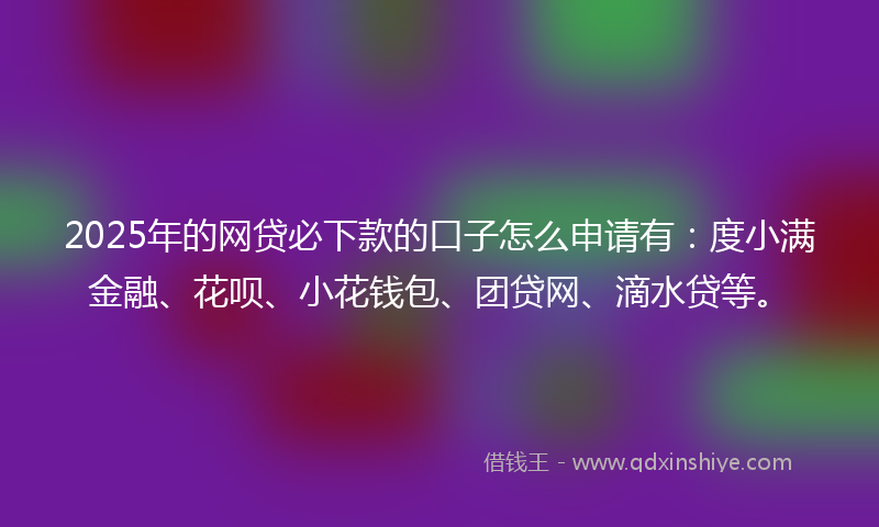 2025年的网贷必下款的口子怎么申请有：度小满金融、花呗、小花钱包、团贷网、滴水贷等。