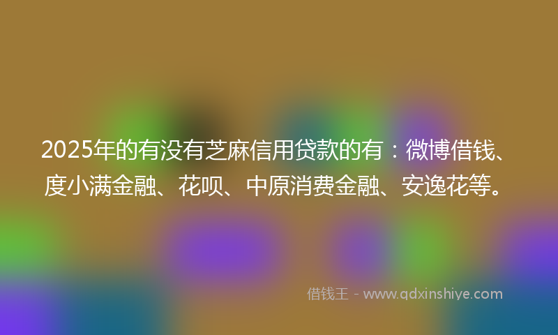 2025年的有没有芝麻信用贷款的有：微博借钱、度小满金融、花呗、中原消费金融、安逸花等。